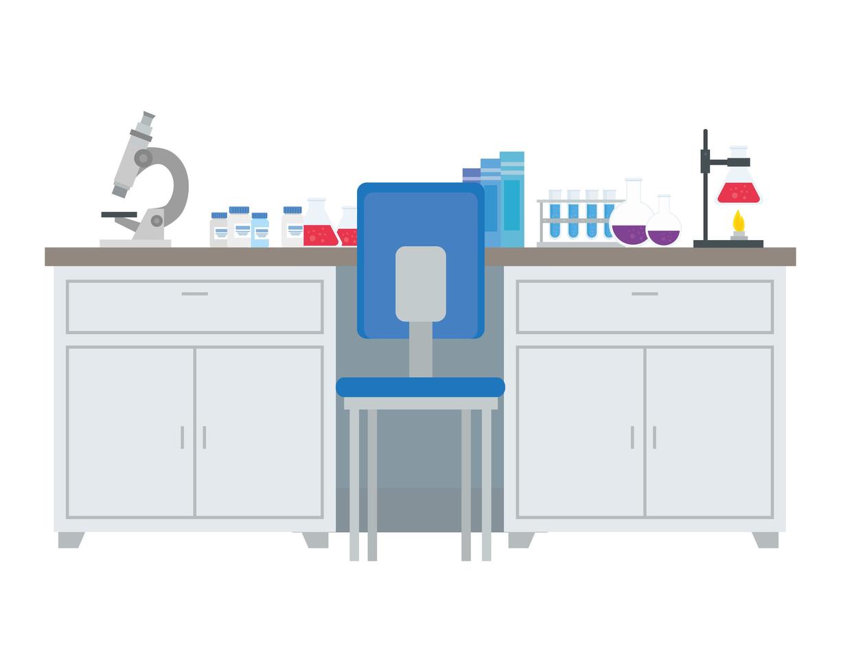 laboratory desk with tools vector design