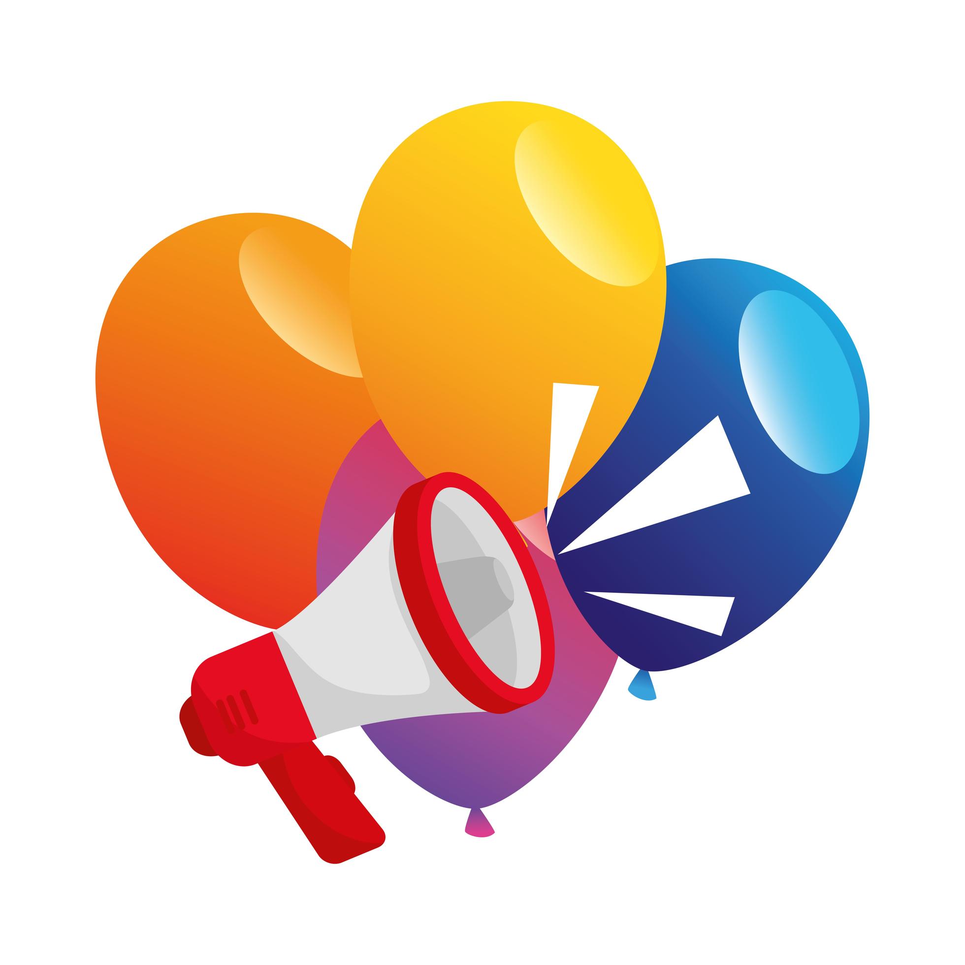 Party balloons with megaphone vector design 1904943 Vector Art at Vecteezy