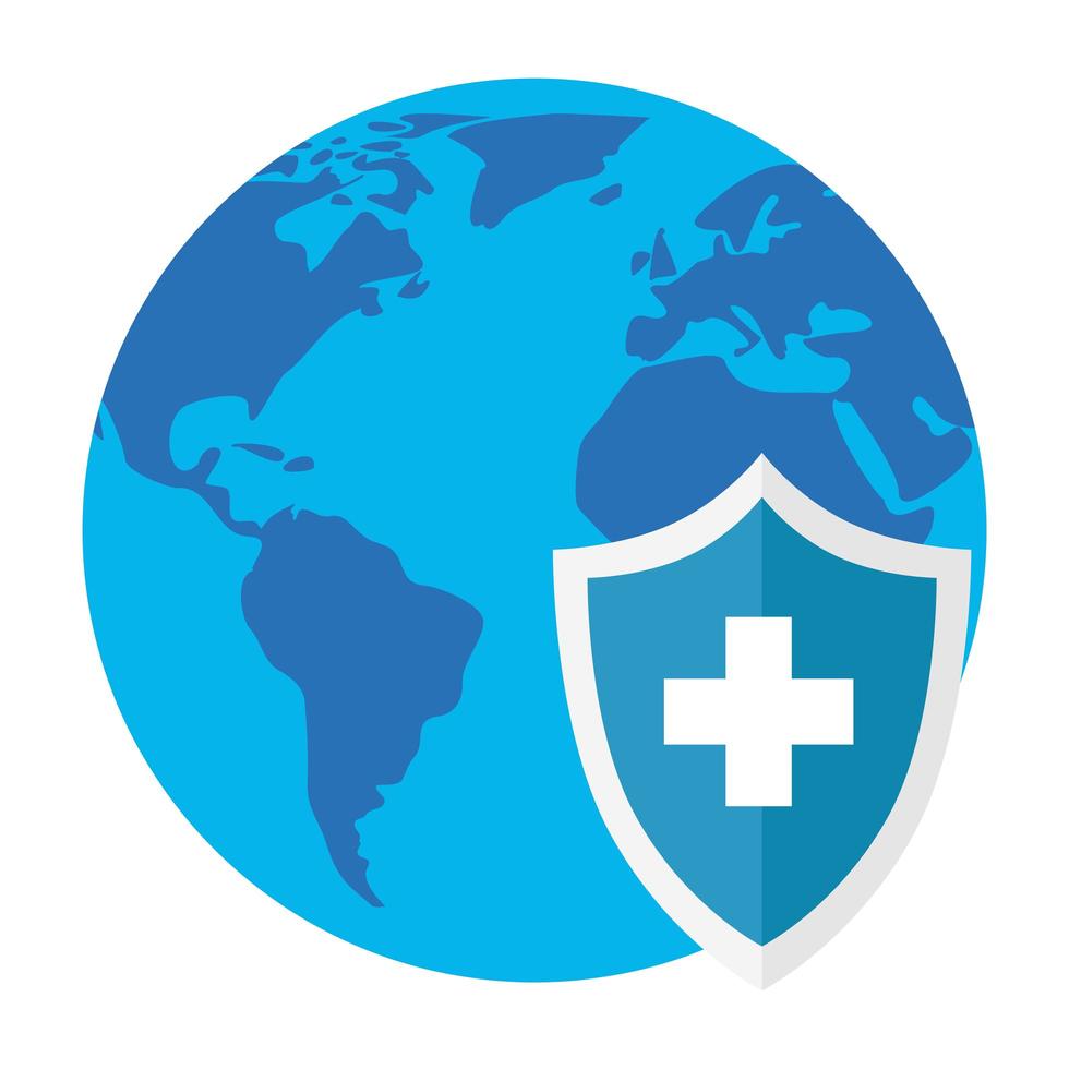 Medical cross shield with world vector design