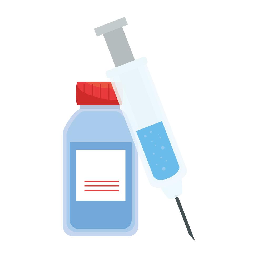 laboratory bottle with label and inyection vector design