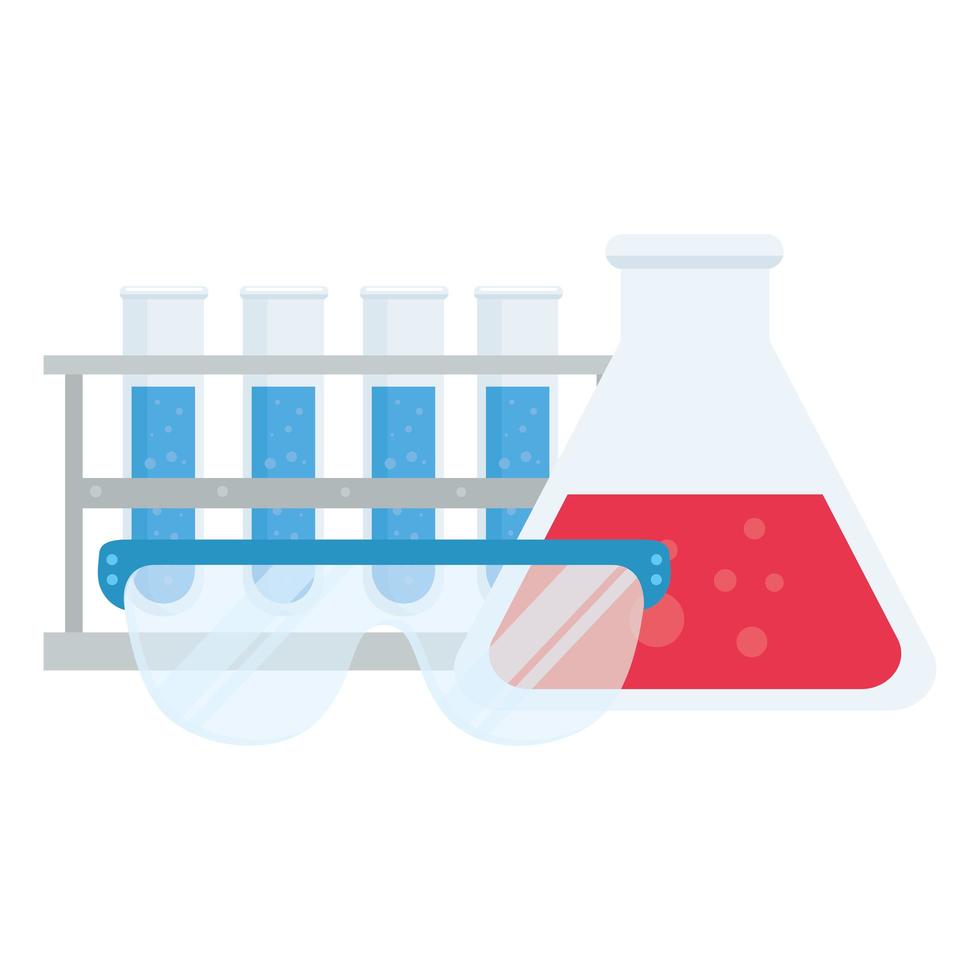 laboratory tubes glasses and flask vector design