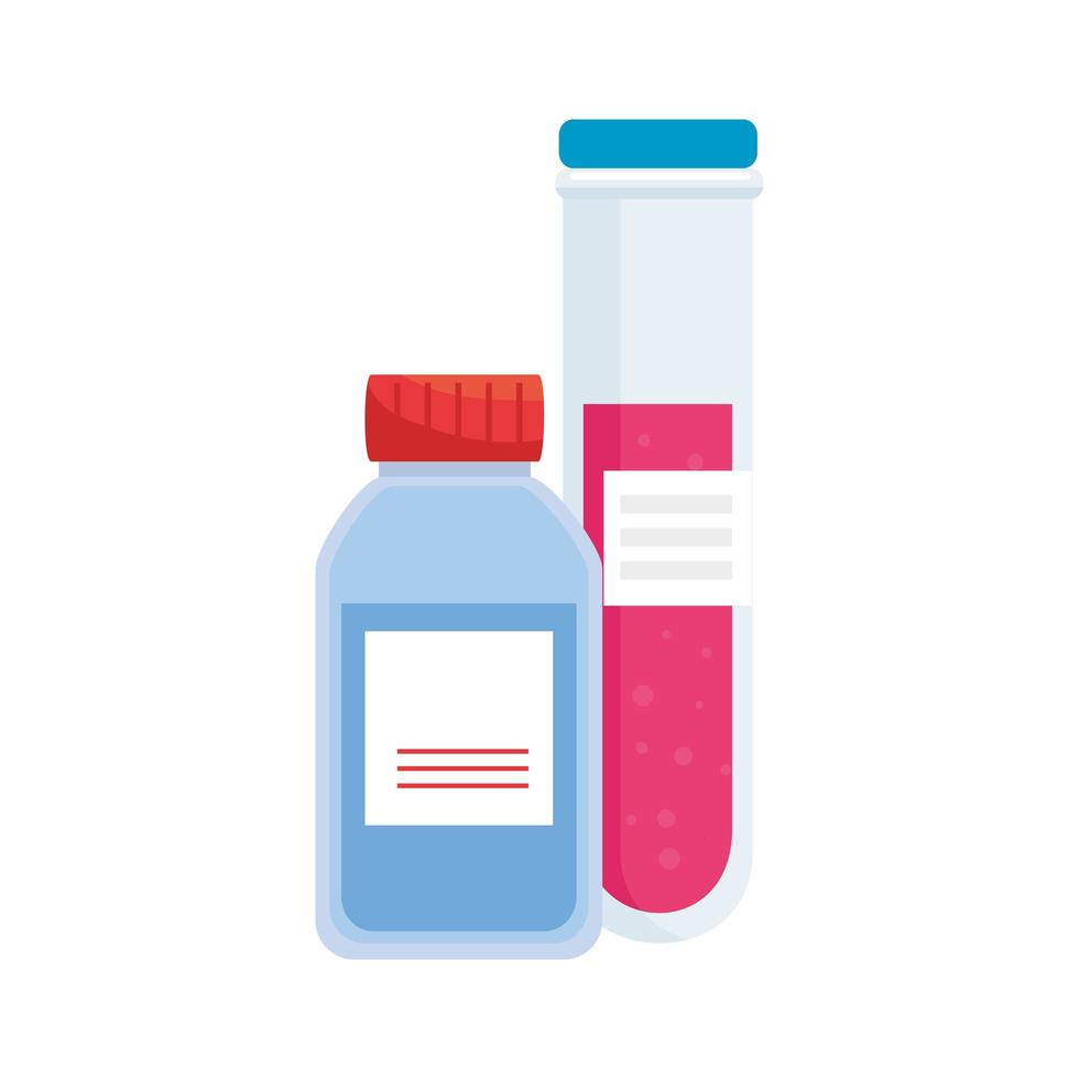 laboratory bottle with label and tube vector design