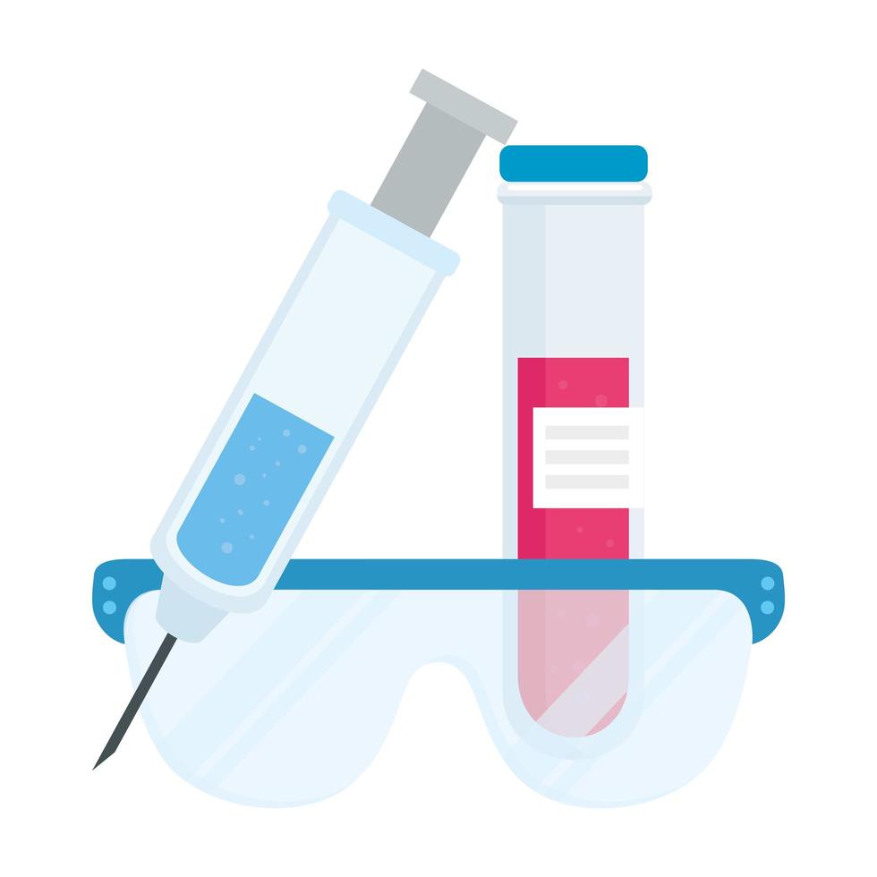 Medical injection tube and glasses vector design