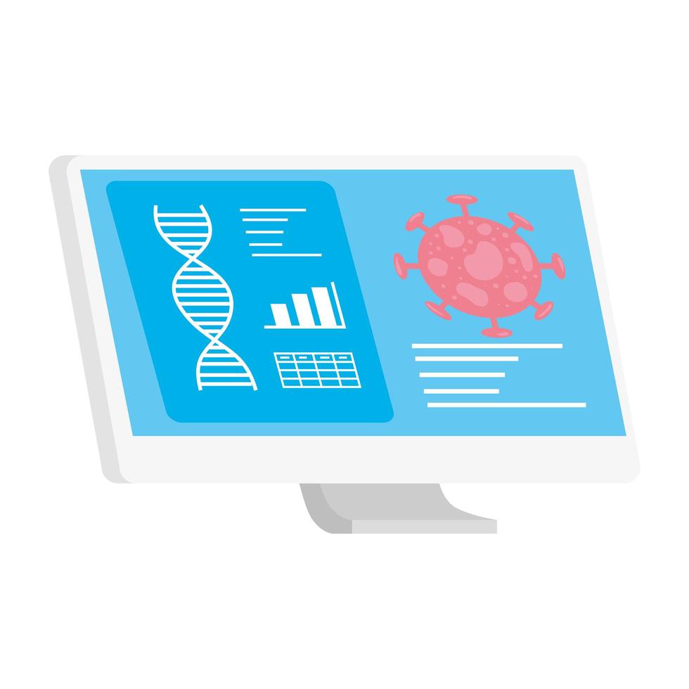 Covid 19 virus and dna on computer vector design