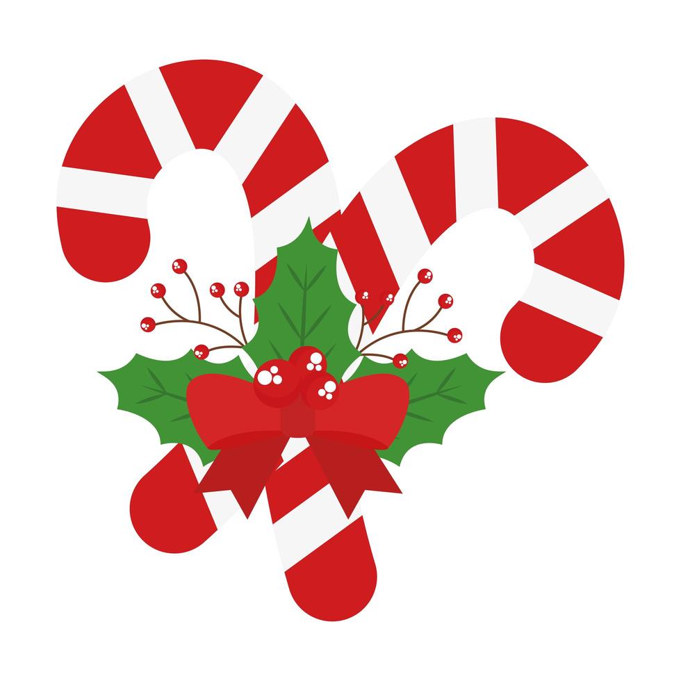 merry christmas striped candies with bowtie vector design