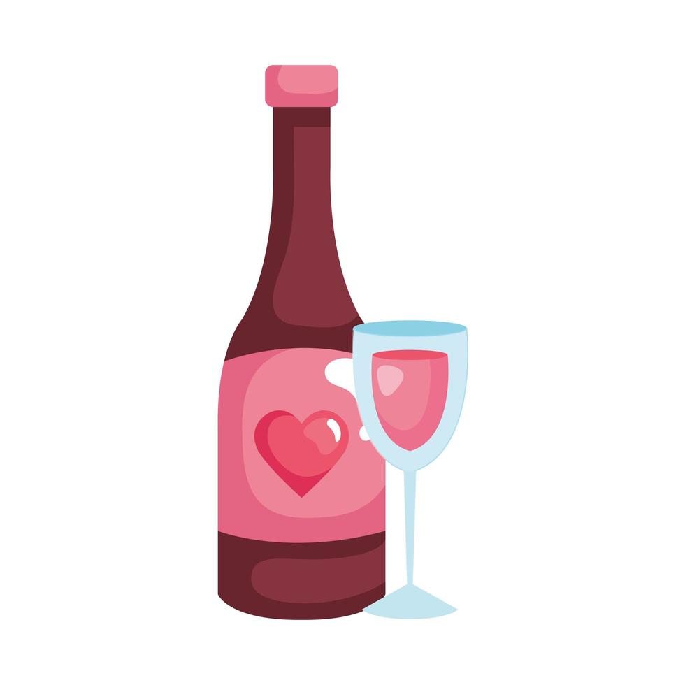 Copa con botella de vino icono aislado vector