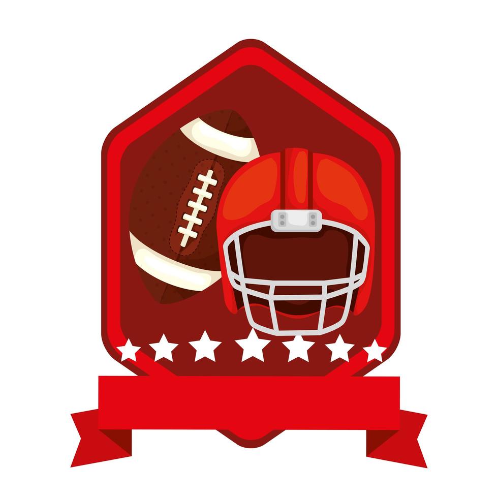 emblem with helmet and ball american football isolated icon vector