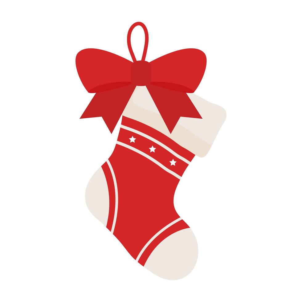 merry christmas boot with bowtie vector design