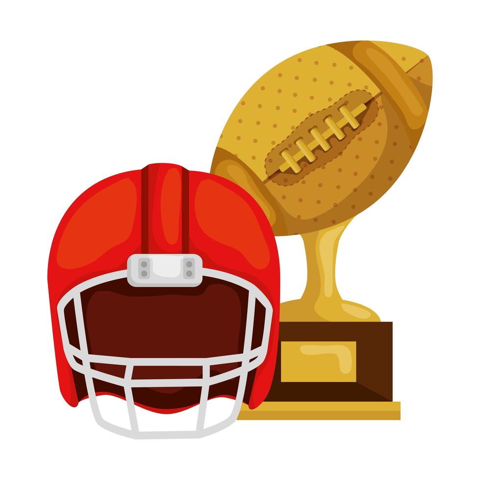 trophy and american football helmet isolated icon vector