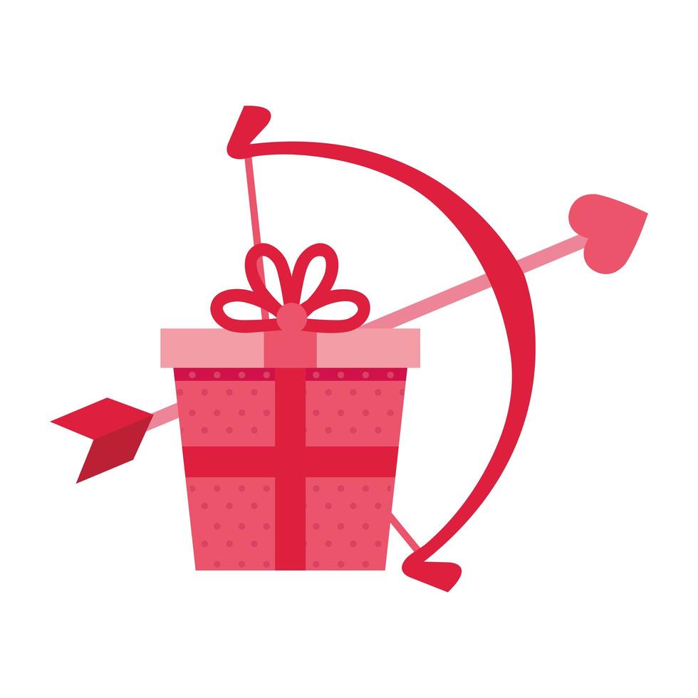 Caja de regalo con arco icono aislado de Cupido vector