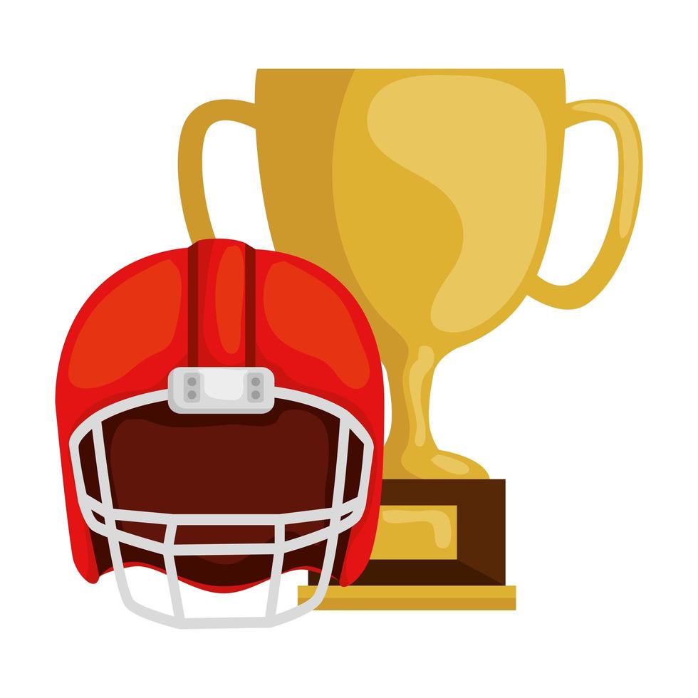 cup trophy and american football helmet isolated icon vector