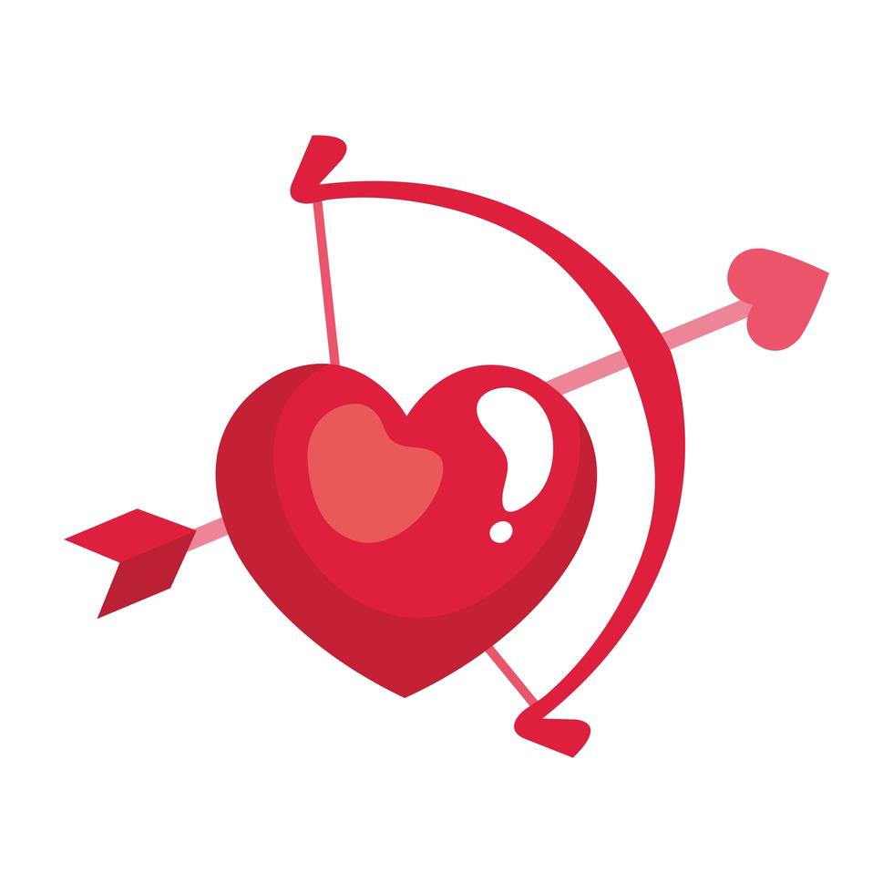 cute heart with arch cupid isolated icon vector