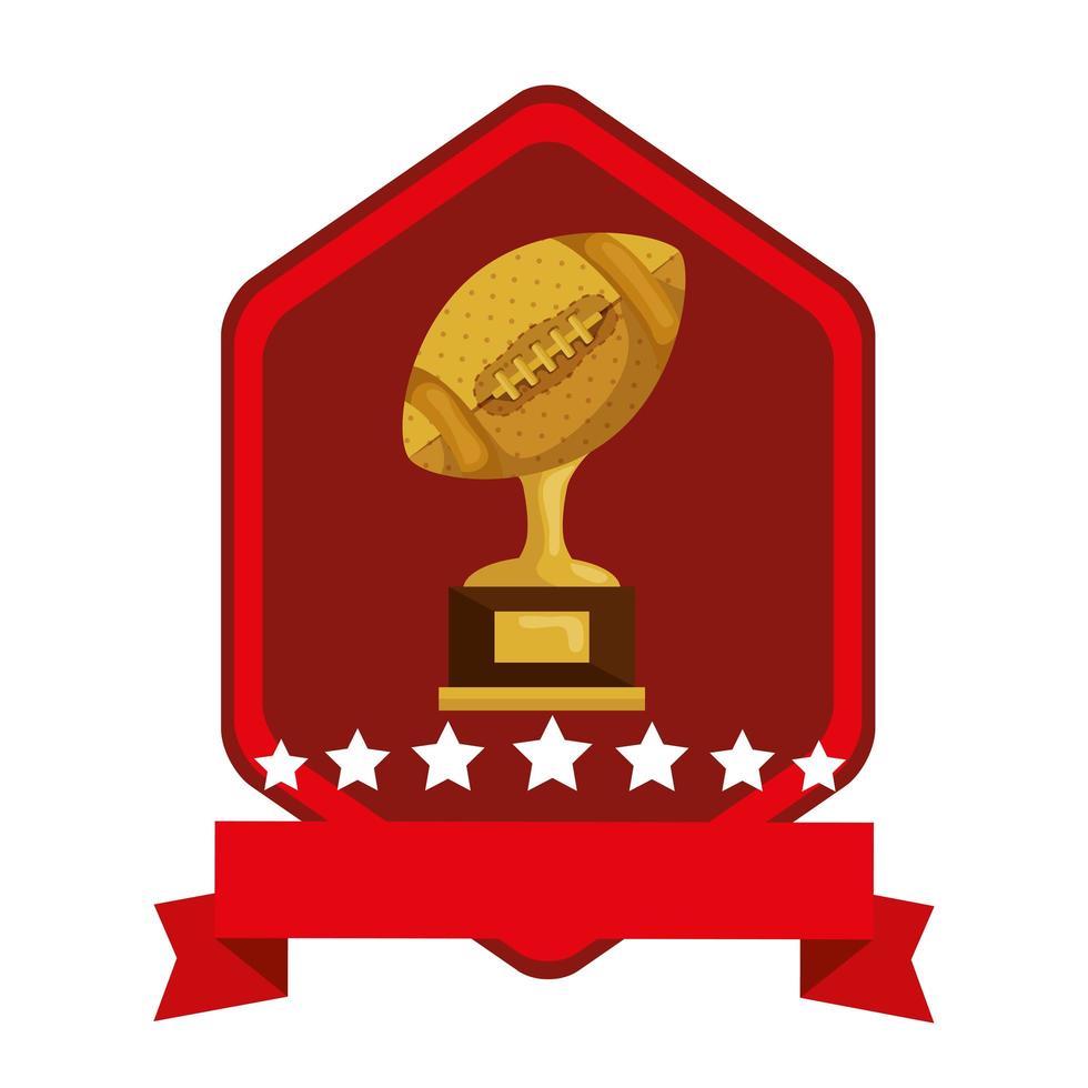 emblem with ball american football trophy isolated icon vector