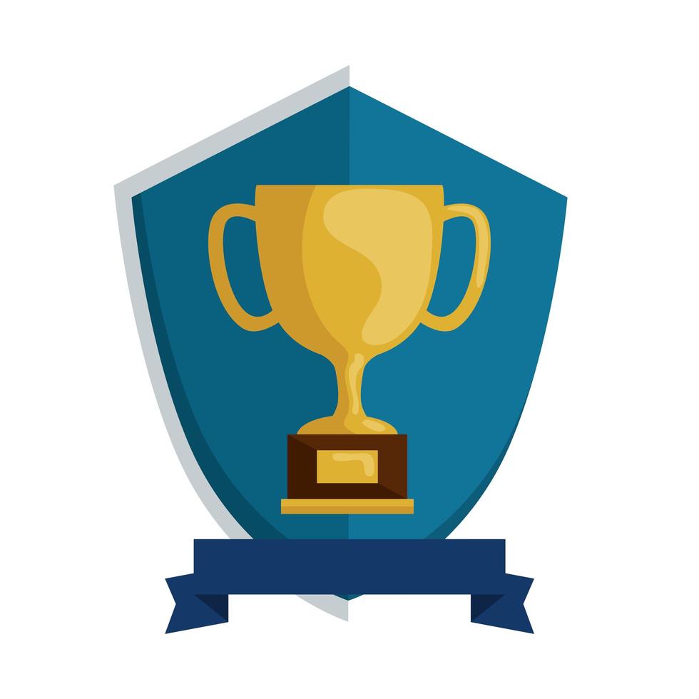 cup trophy award in shield isolated icon vector