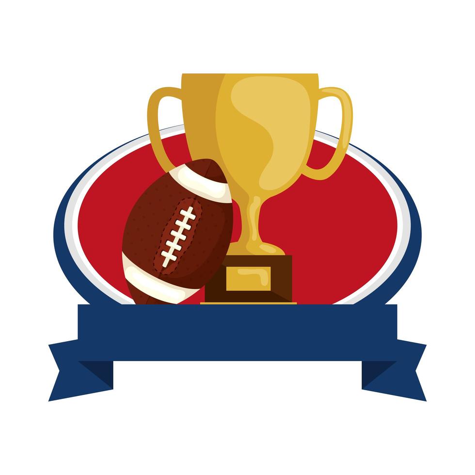american football helmet with trophy and ribbon vector
