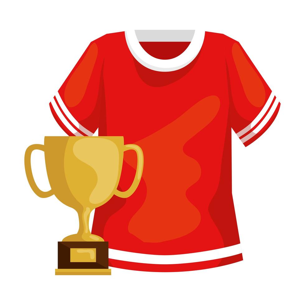 cup trophy and american football shirt vector
