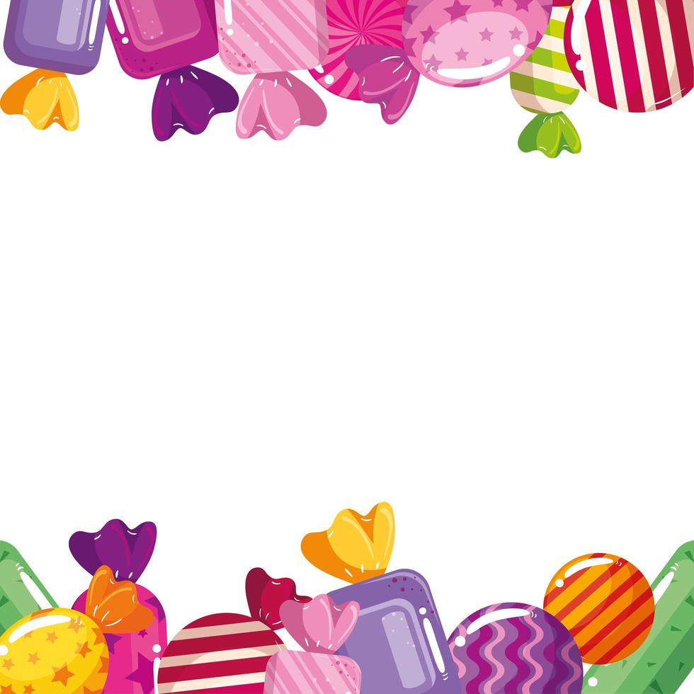 frame of delicious candies decoration vector