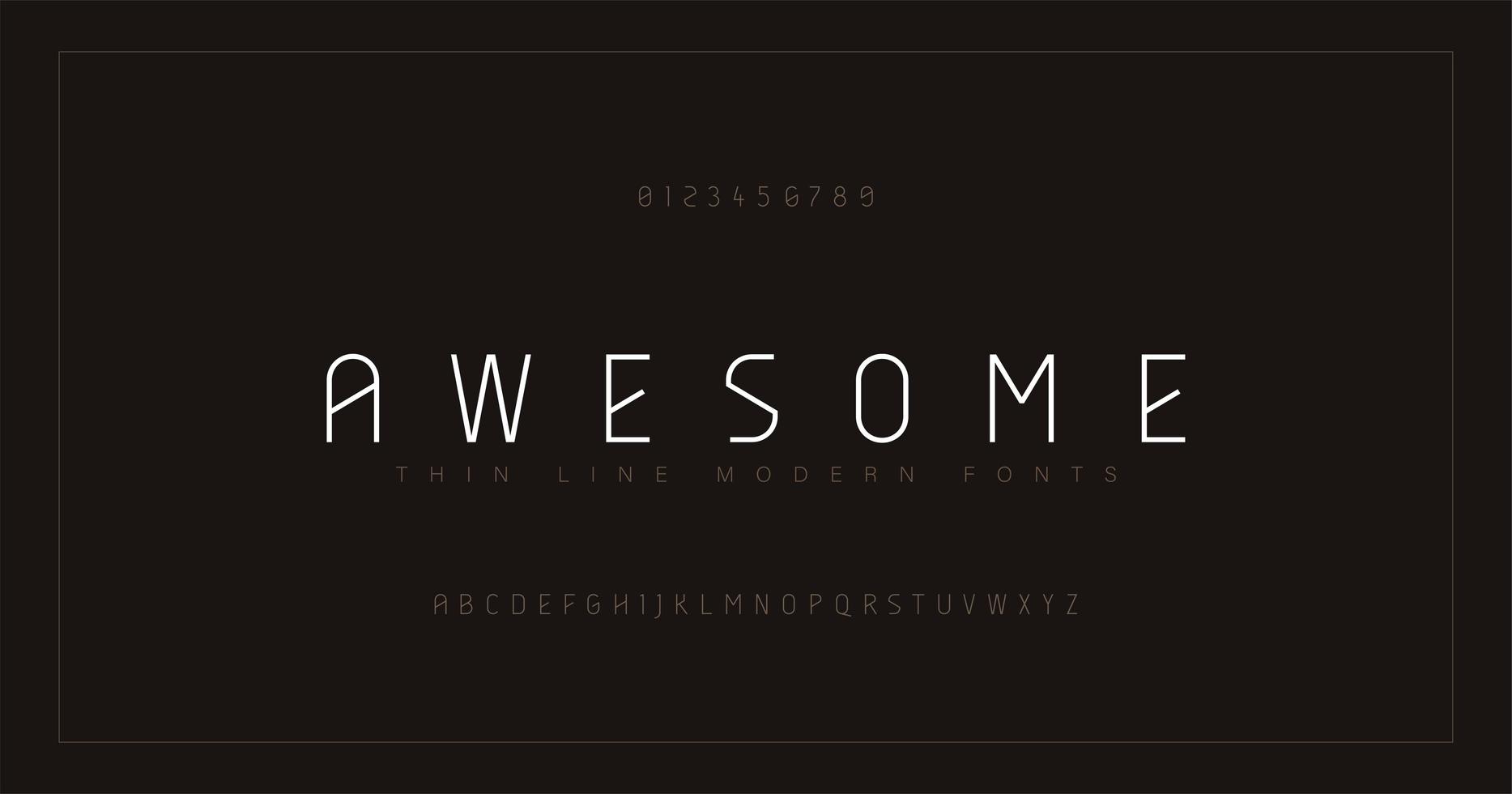 Abstract thin line font alphabet set vector