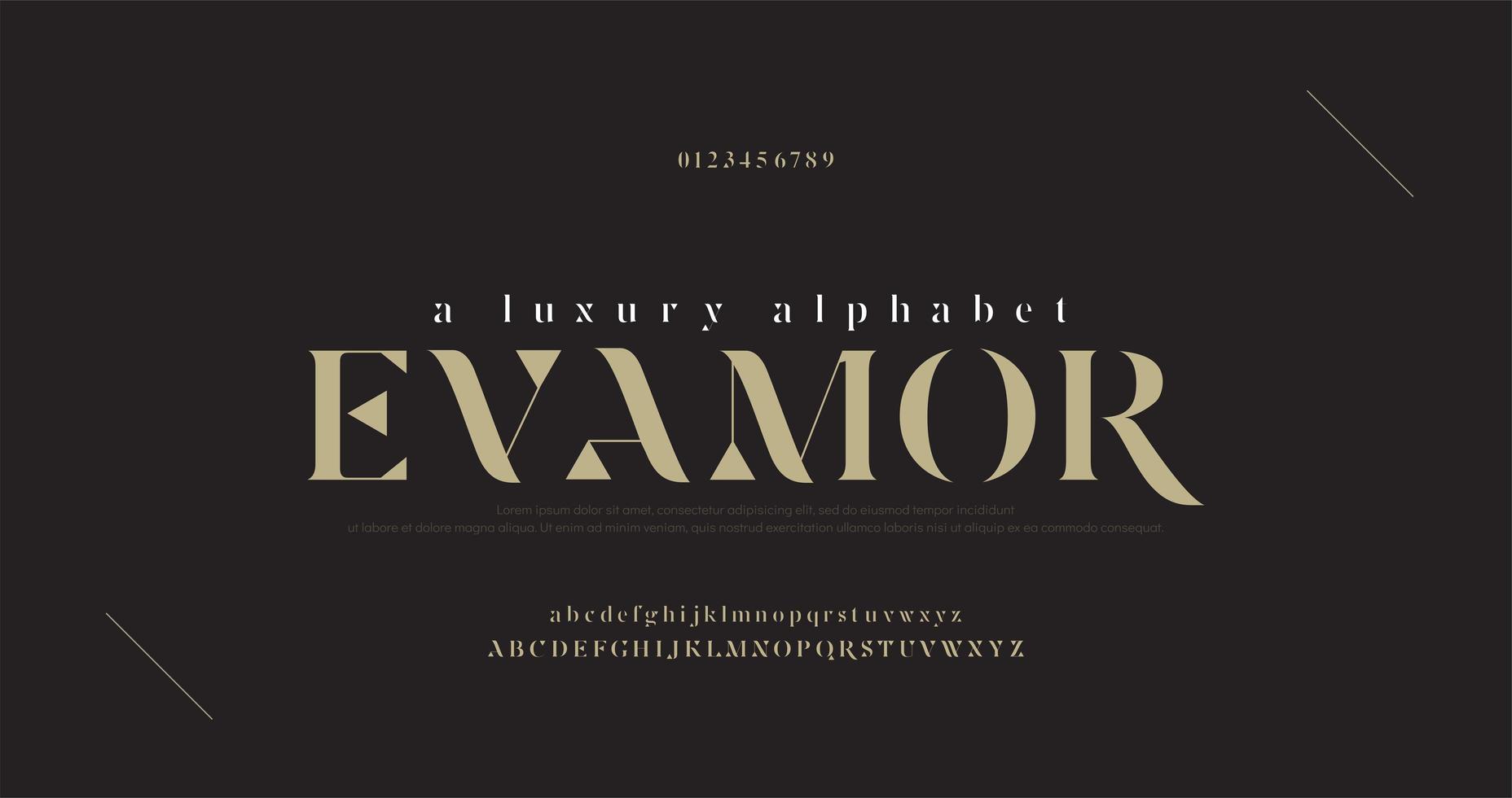 Elegant luxury alphabet letters font and number set vector