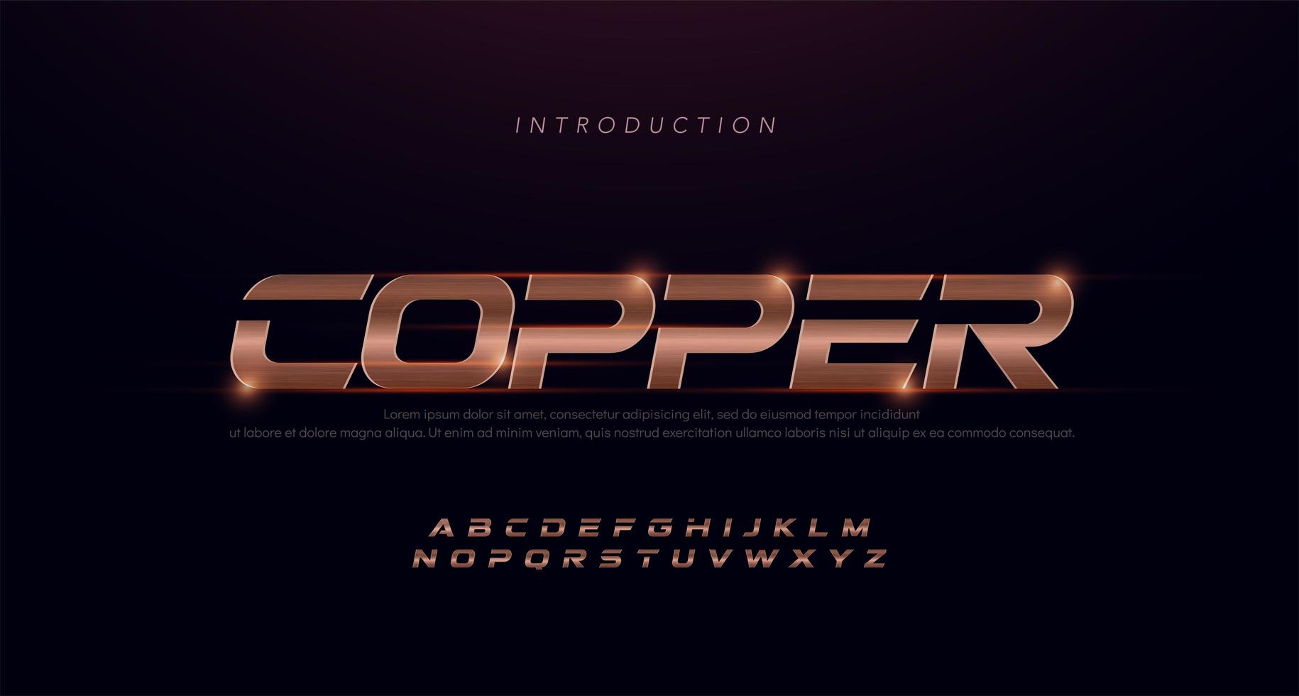 Sport Modern Italic Alphabet copper Font vector