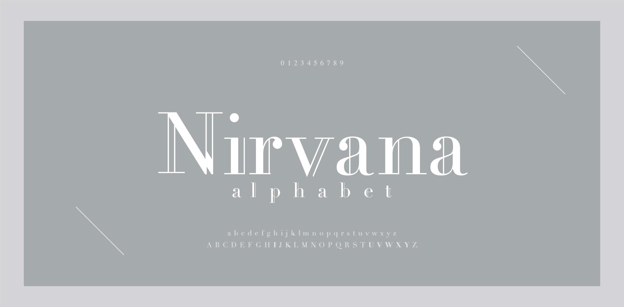 Elegant alphabet letters font and number vector