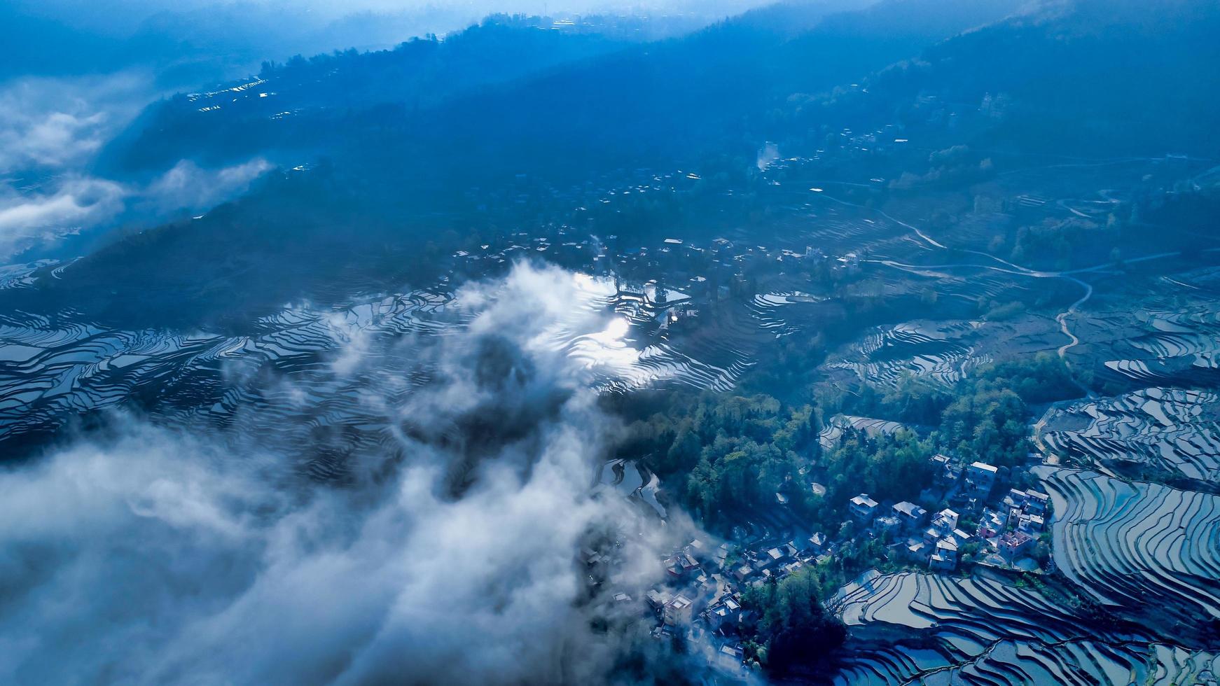 Clouds over the Yuanyang terraces photo
