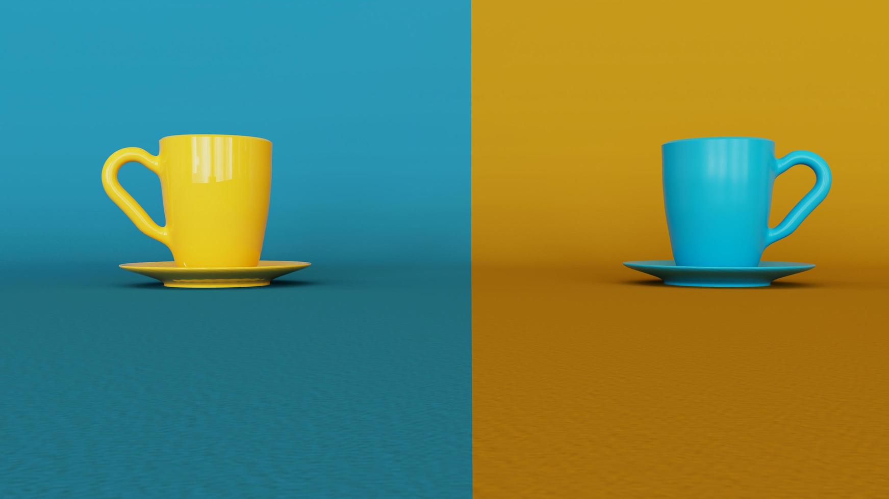 Mugs on opposite color photo