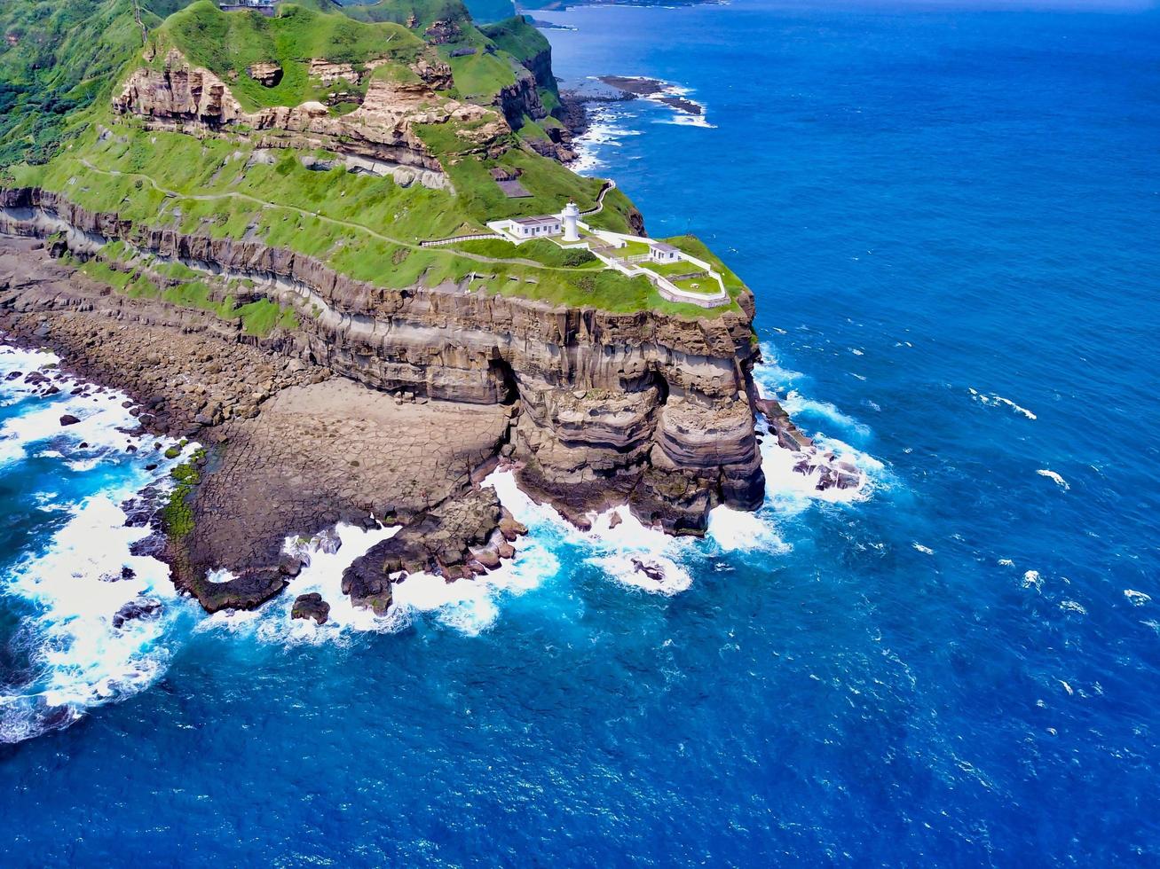 New Taipei City, Taiwan, 2020 - Aerial view of the BiTou Cape Lighthouse photo