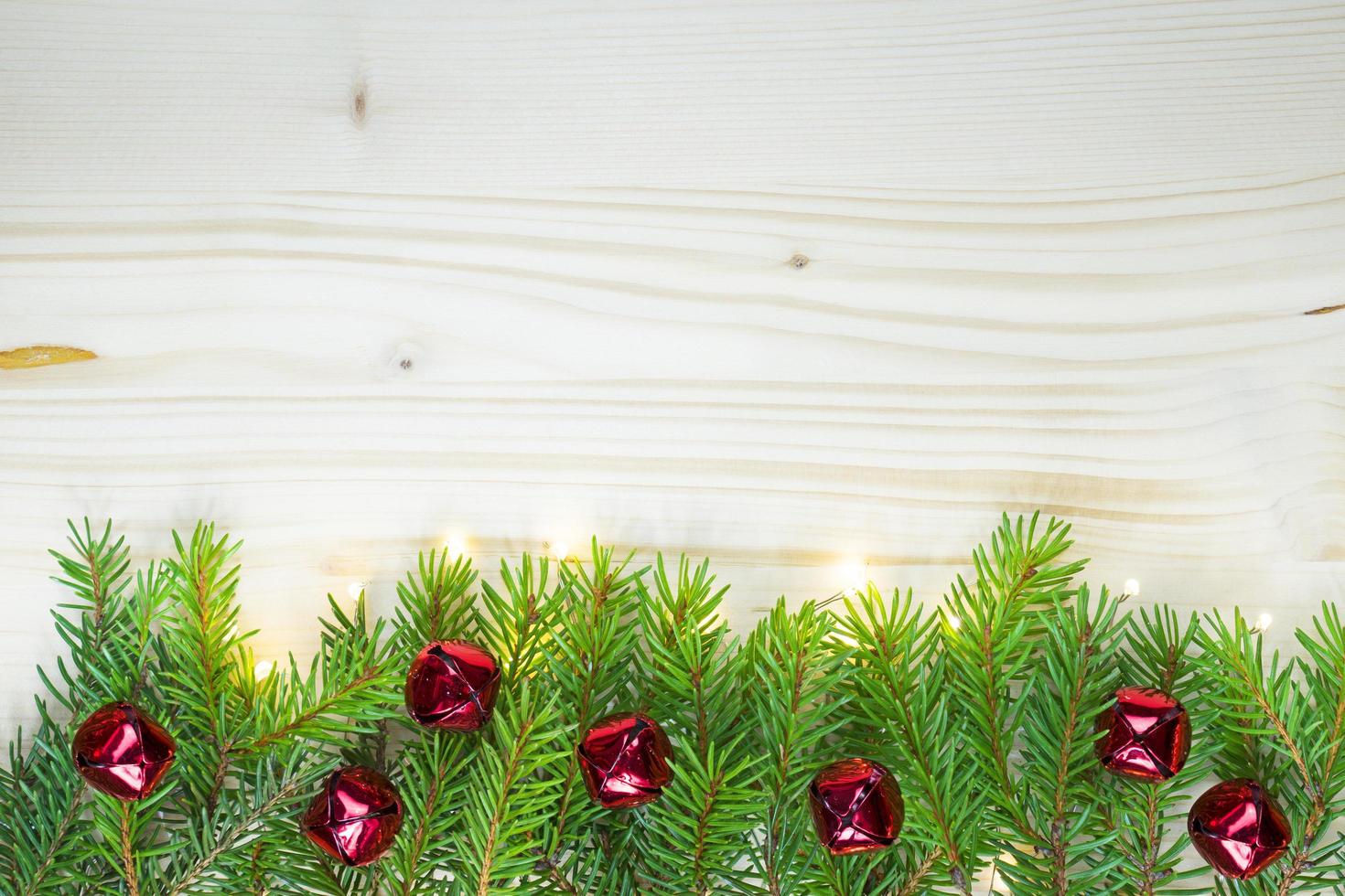 Christmas decor on wooden table photo