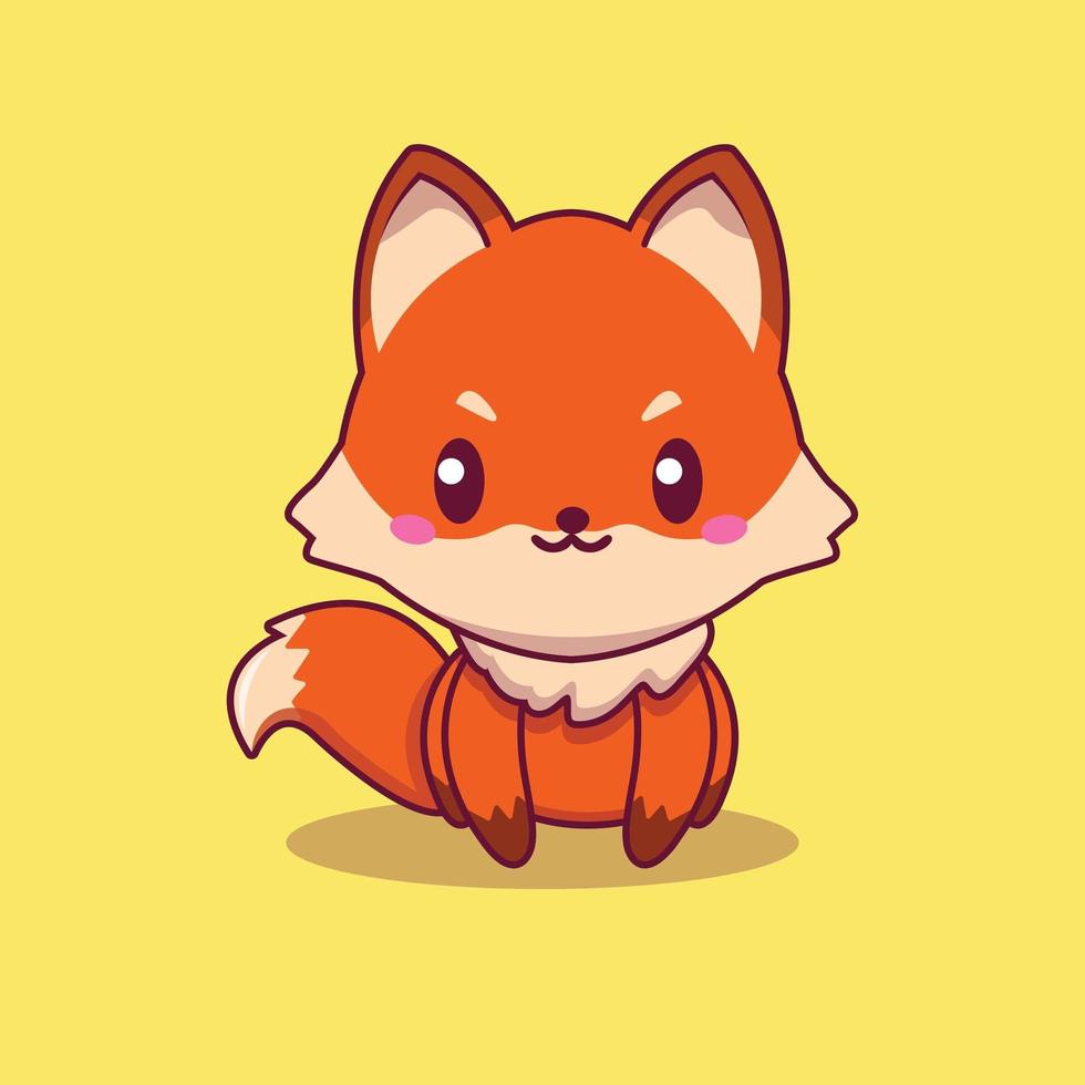 Cute fox sitting vector