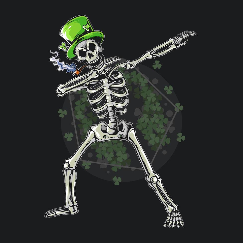 skull st. patrick's day dabbing editable layers vector