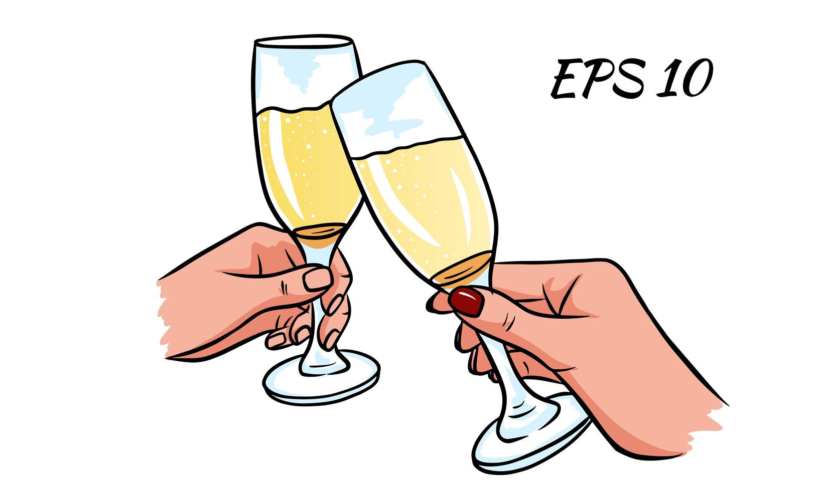 A pair of glasses of champagne in hand. vector