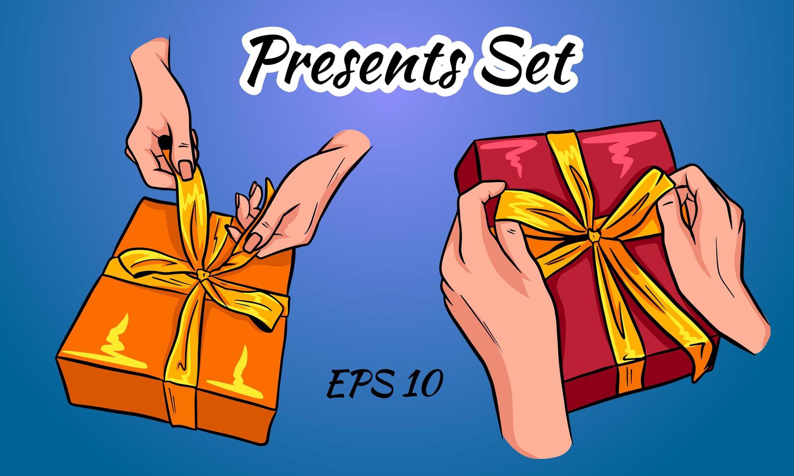 Set of colorful gift boxes with bows and ribbons. vector