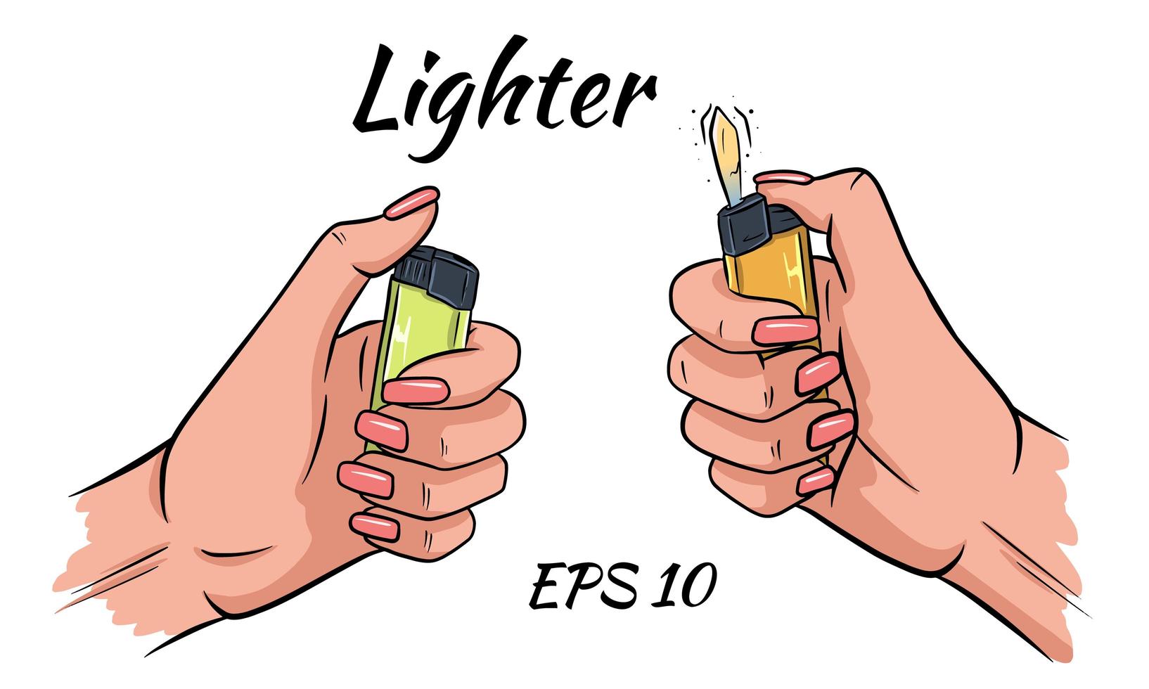 Lighter in the hands set. vector