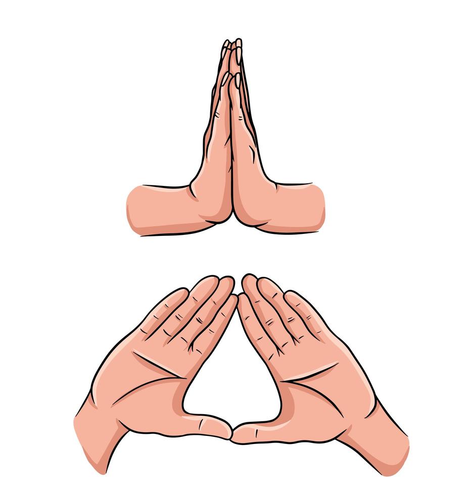 Vecton gesture set. Yoga gesture. vector