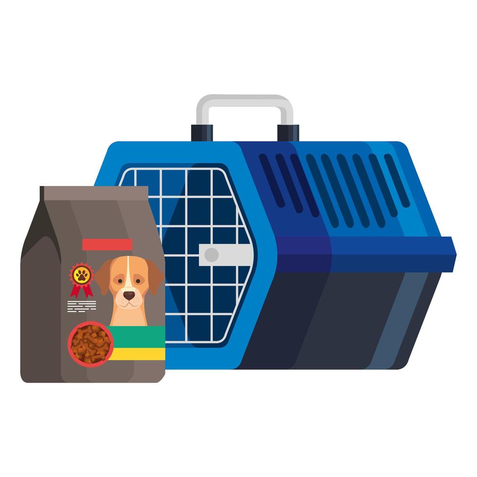 pet carry box with food bag for dog vector