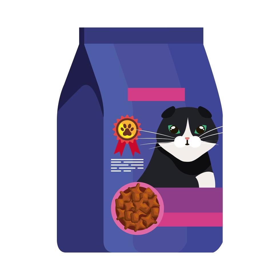 food for cat in bag isolated icon vector