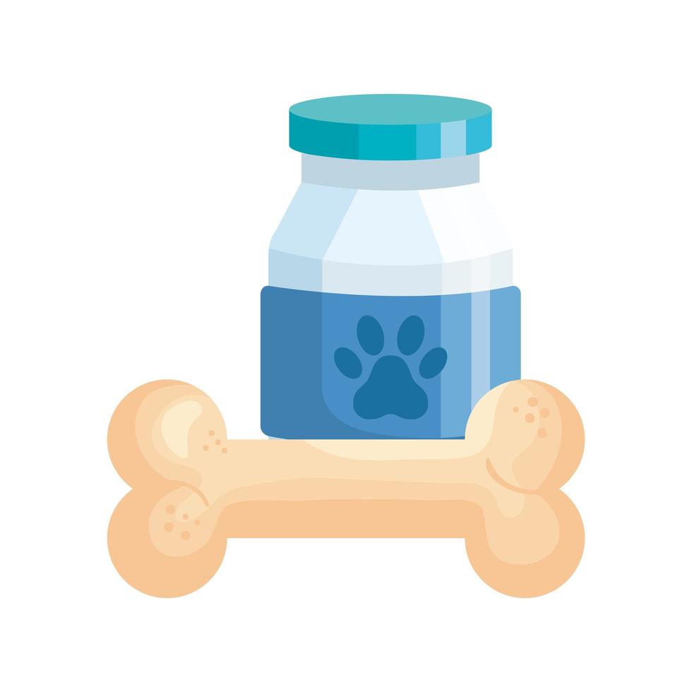 bottle dog medicine with bone toy vector