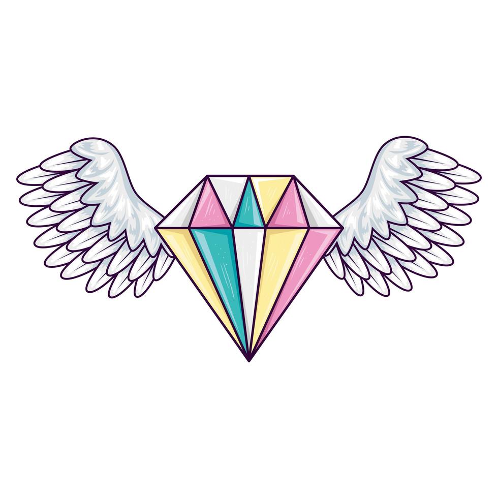 cute diamond jewelry with wings isolated icon vector