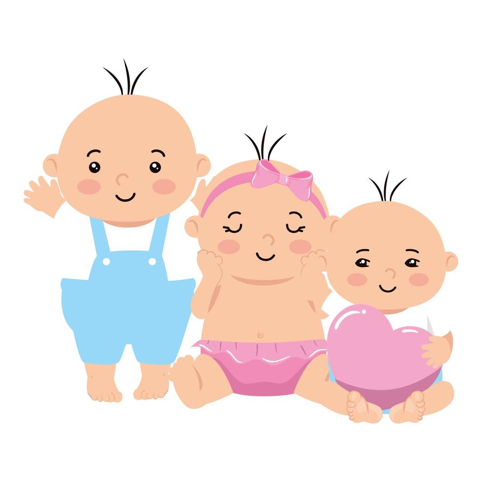 lindo grupo de bebés vector