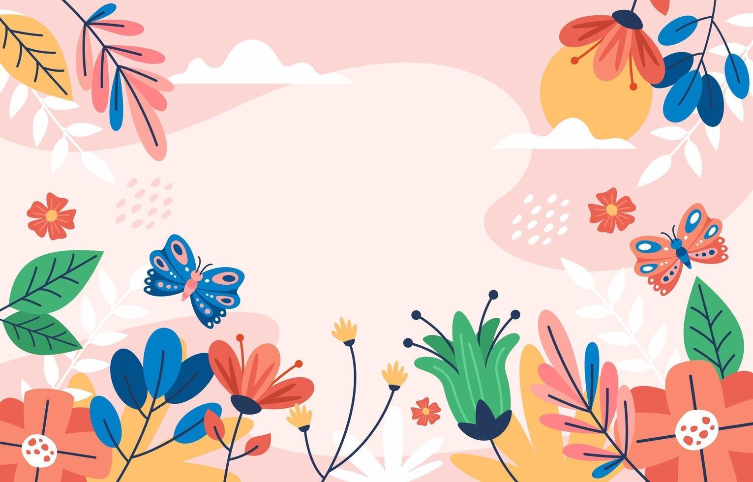 fondo de primavera con hermosa vista floral vector