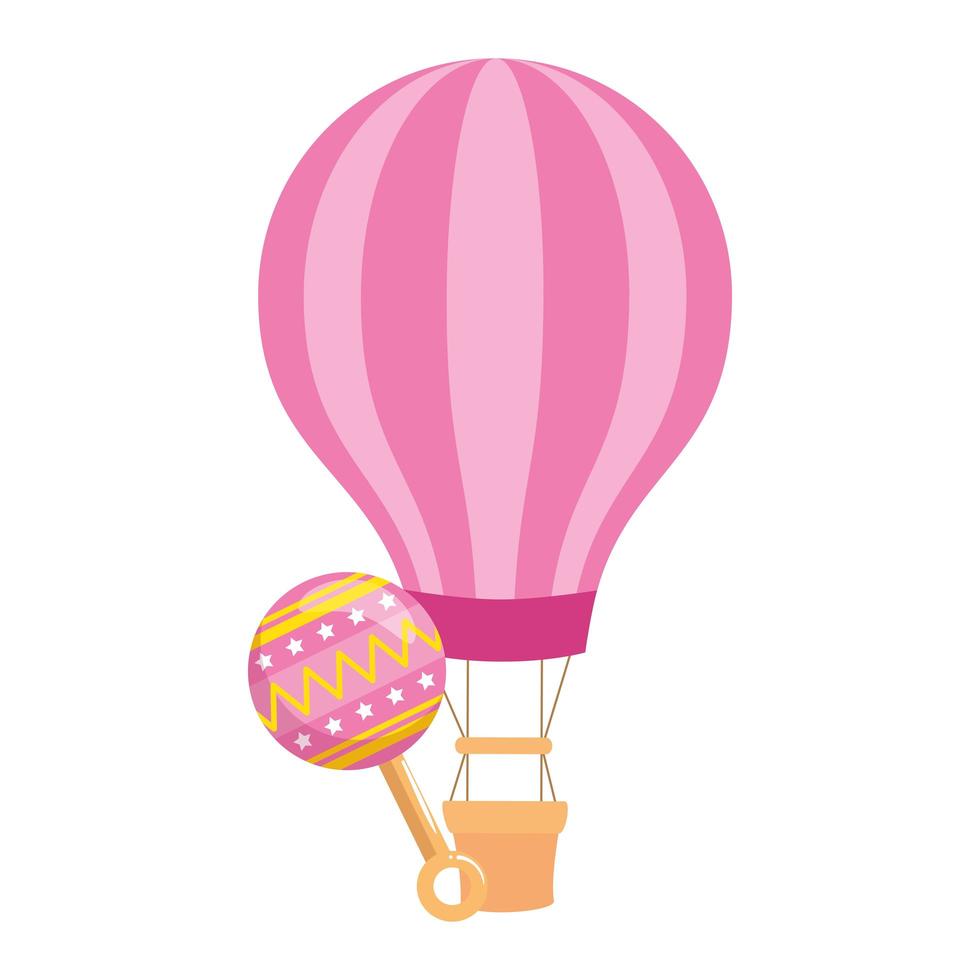 balloon travel hot with rattle toy vector