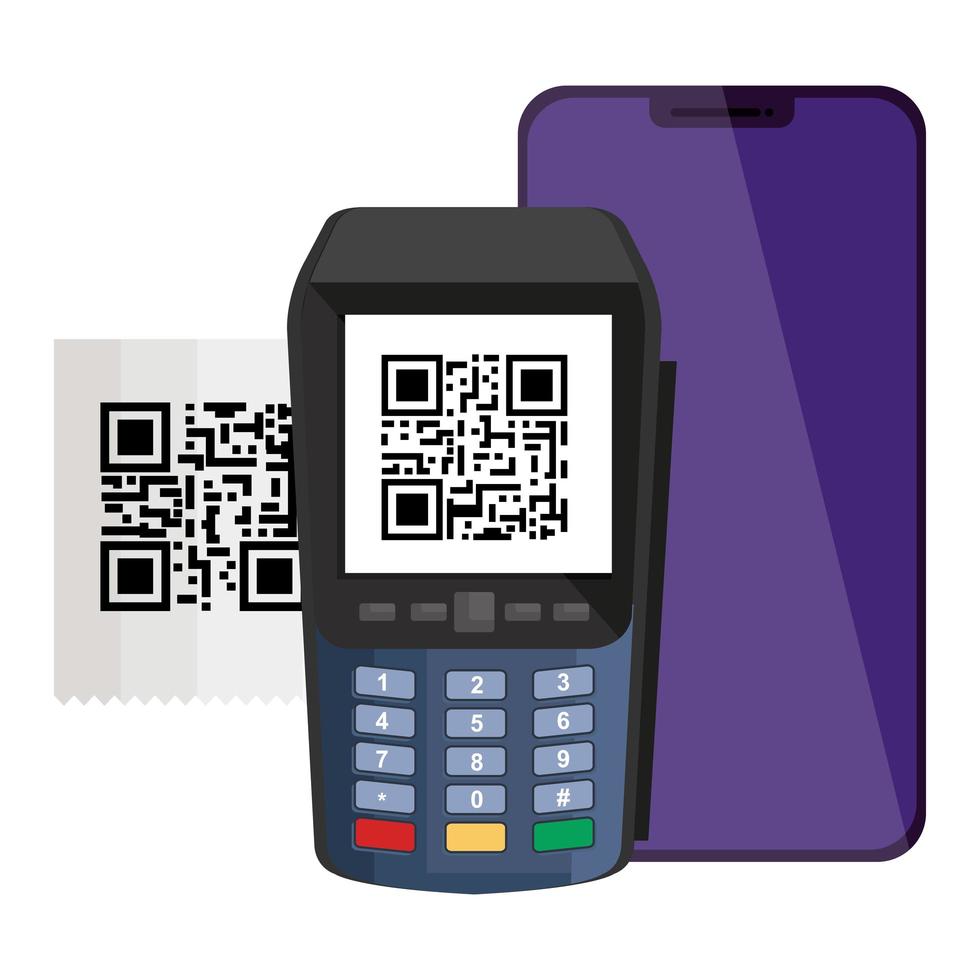 smartphone and dataphone with scan code qr vector