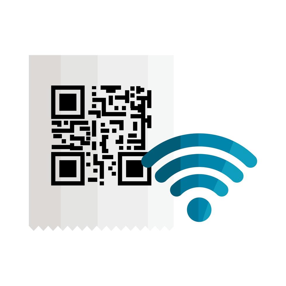 qr code receipt paper and wifi vector design