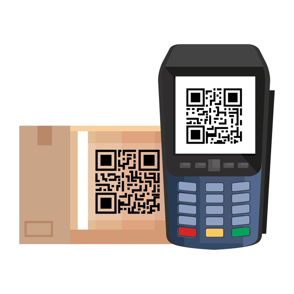 código qr dentro del diseño del vector del datáfono