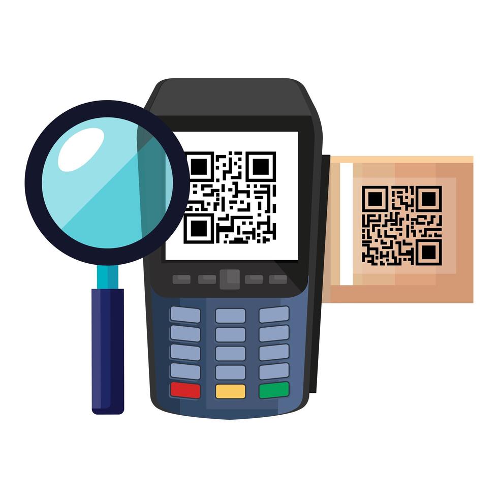 código qr dentro del diseño del vector del datáfono