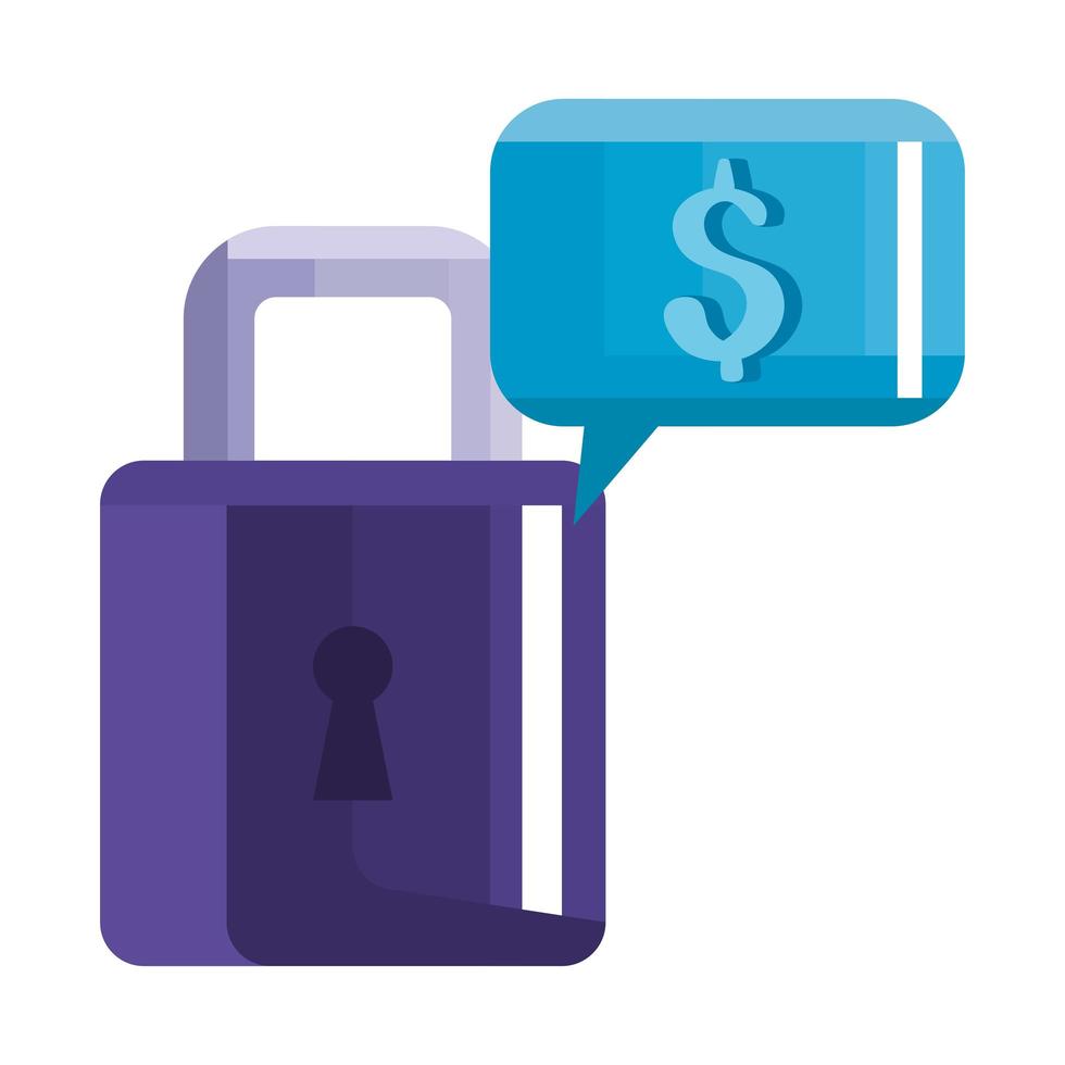 Padlock and dollar bubble of security system vector design