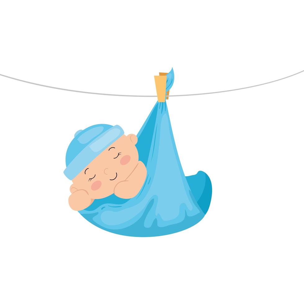 cute little baby boy hanging in diaper vector