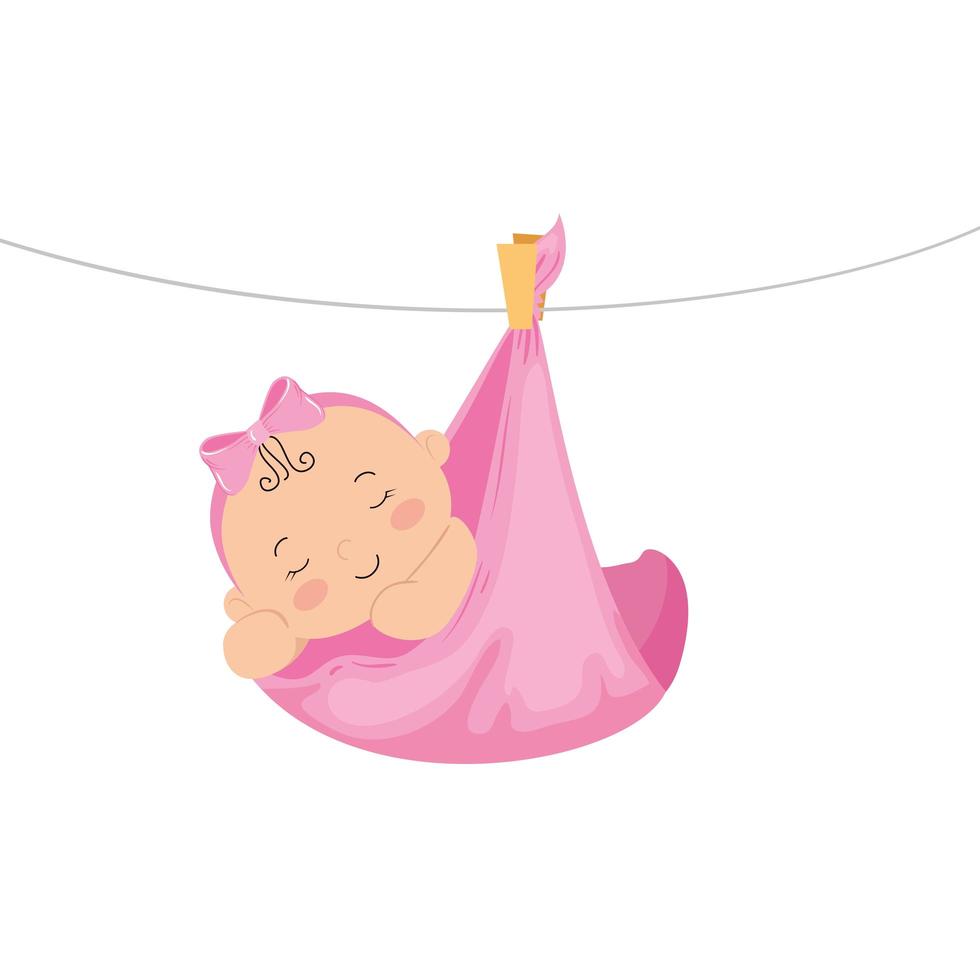 cute little baby girl hanging in diaper vector