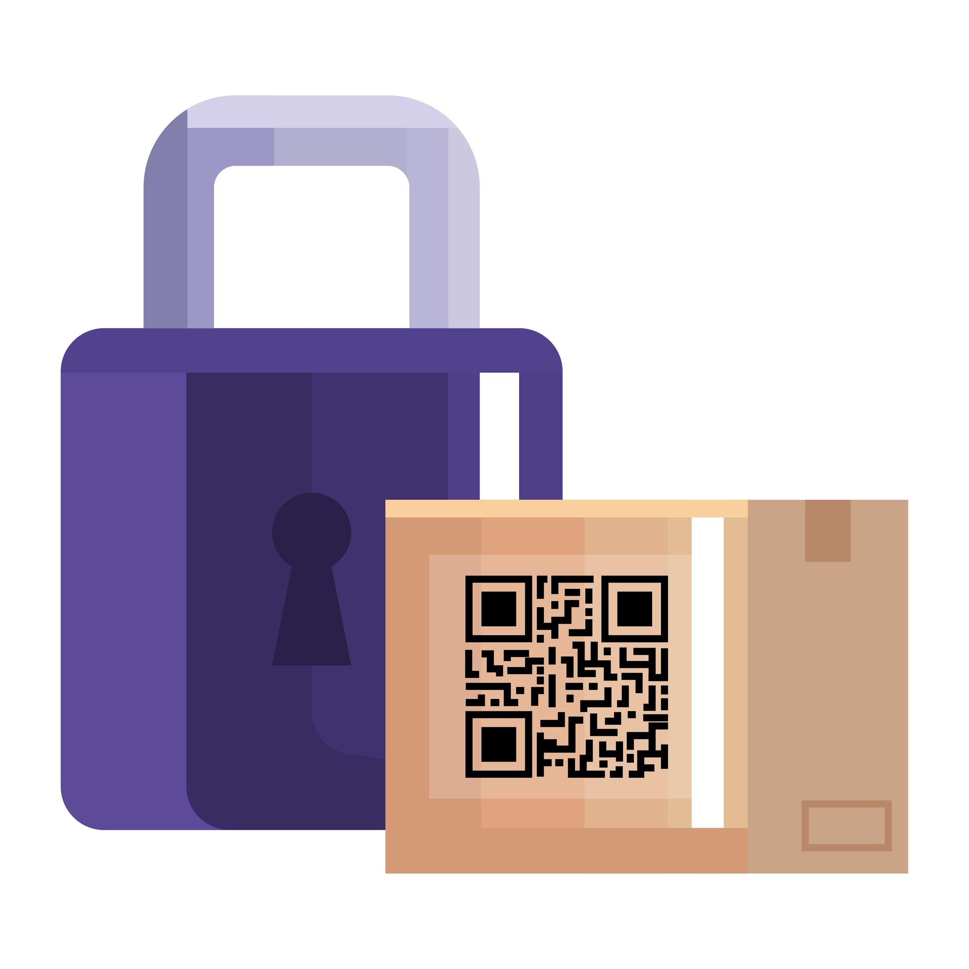 qr code box and padlock vector design 1906144 Vector Art at Vecteezy
